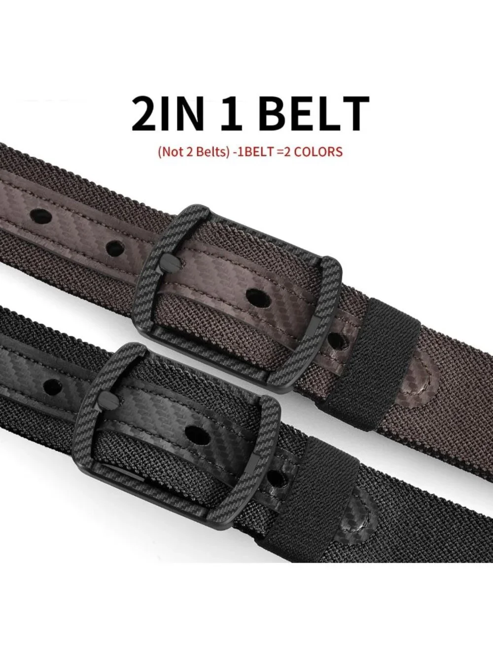 Reversible 2-in-1 Non-Metal Belt for Men - TSA Approved Black & Brown Fashion
